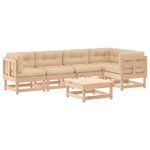 vidaXL Salon de jardin 6 Pièces avec coussins bois massif