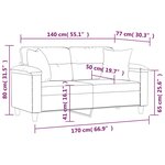 vidaXL Canapé 2 places avec oreillers crème 140 cm similicuir
