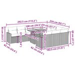 vidaXL Salon de jardin 11 Pièces avec coussins gris résine tressée