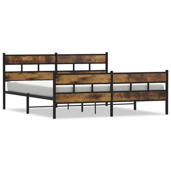 vidaXL Cadre de lit en métal sans matelas chêne fumé 180x200 cm