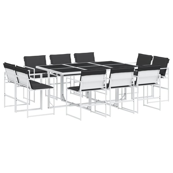 vidaXL Ensemble à manger de jardin avec coussins 11Pièces blanc textilène