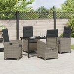 vidaXL Set de jardin de 5 pièces avec coussins en rotin poly gris