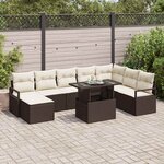 vidaXL Ensemble de canapé de jardin avec coussin 9 Pièces Marron et crème