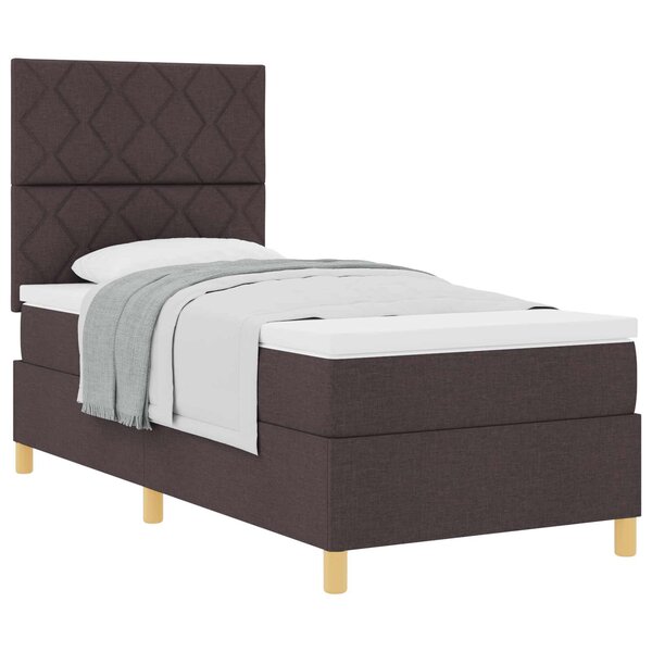 vidaXL Lit à ressorts avec tête de lit Marron foncé 100 x 200 cm tissu