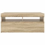 vidaXL Meuble TV avec lumières LED chêne sonoma 90x35x40 cm