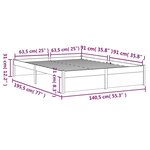 vidaXL Cadre de lit bois massif 135x190 cm double