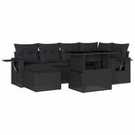 vidaXL Salon de jardin 7 Pièces avec coussins noir résine tressée