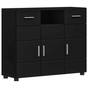 vidaXL Buffet avec tiroir Noir 88 5 x 30 5 x 73 cm Bois d'ingénierie