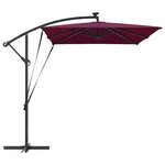 vidaXL Parasol banane à mât déporté Rouge bordeaux 294 x 200 x 254 cm