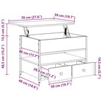 vidaXL Table basse chêne fumé 70x50x50 cm bois d'ingénierie et métal