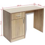 Bureau table meuble travail informatique avec tiroir et placard 100 cm chêne 0502110