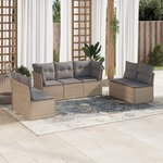 vidaXL Salon de jardin avec coussins 7 Pièces beige résine tressée
