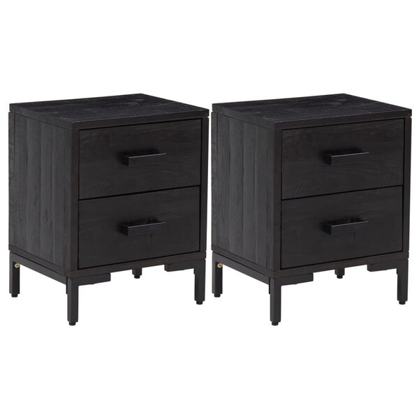 vidaXL Tables de chevet 2 Pièces Noir 36x30x45 cm Bois de pin massif