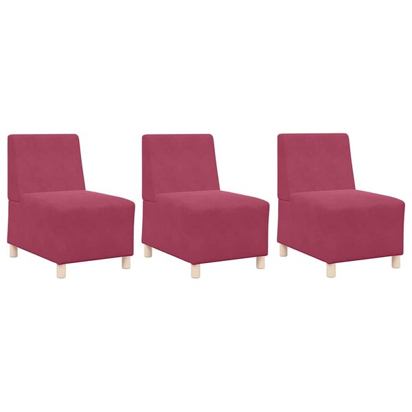 vidaXL Unité de Sofa Modulaire Sans Accoudoirs 3 Pièces Rouge bordeaux