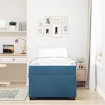 vidaXL Cadre de lit avec matelas Bleu foncé 90 x 190 cm tissu