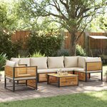 vidaXL Salon de jardin avec coussins 7 Pièces bois massif d'acacia