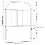 vidaXL Tête de lit métal noir 75 cm