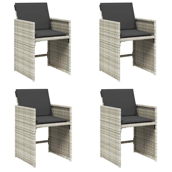 vidaXL Chaises de jardin avec coussins lot de 4 gris clair poly rotin