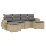 vidaXL Salon de jardin avec coussins 6 Pièces beige résine tressée