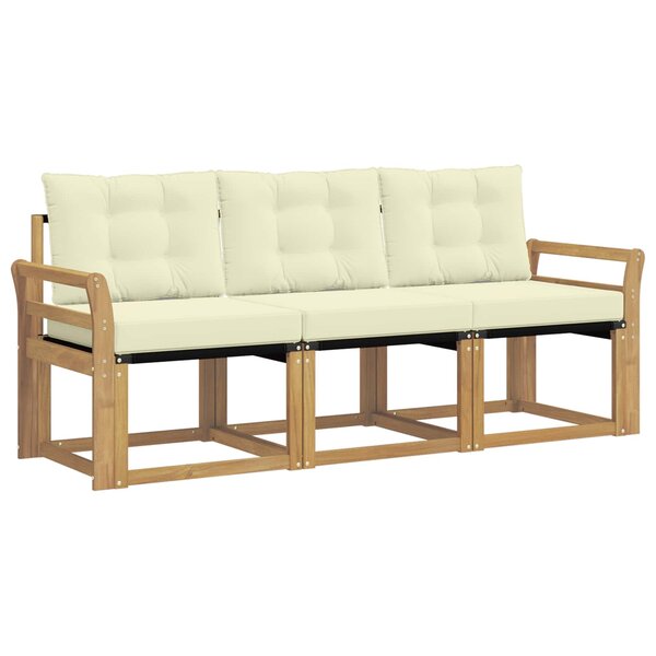 vidaXL Ensemble de canapés d'extérieur 3 pc Blanc et crème