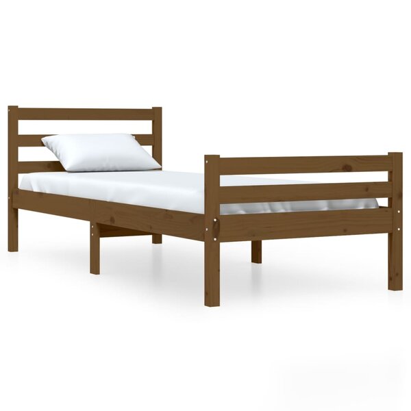 vidaXL Cadre de lit Marron miel Bois massif 75x190 cm Petit simple
