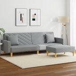vidaXL Canapé-lit à 2 places avec oreillers et repose-pied gris clair