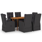 vidaXL Ensemble de salle à manger de jardin de 7 pièces avec coussins en poly rotin