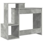 vidaXL Bureau gris Effet béton Panneau de particules Moyen Rangement