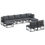 vidaXL Ensemble de canapé de jardin avec coussin 9 Pièces Noir Aluminium