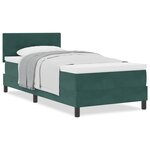 vidaXL Lit à Ressorts avec Matelas Vert Foncé Simple Velours