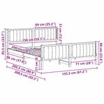 vidaXL Cadre de lit Marron et noir 150 x 200 cm Bois massif en pin