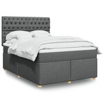vidaXL Sommier à lattes de lit avec matelas Gris foncé 140x190cm Tissu