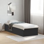 vidaXL Cadre de lit sans matelas noir 75x190 cm bois ingénierie