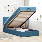 vidaXL Cadre de lit ottoman avec matelas bleu foncé 90x190 cm velours