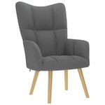vidaXL Chaise de relaxation avec repose-pied Gris foncé Tissu