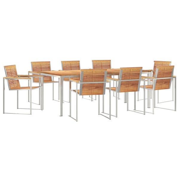 Ensemble de salle à manger jardin vidaXL 9 pièces en teck massif