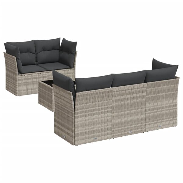 vidaXL Salon de jardin 6 Pièces avec coussins gris clair résine tressée
