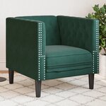 vidaXL Fauteuil Chesterfield vert foncé velours