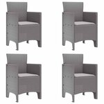 vidaXL Chaise de jardin 4 pc Gris clair Polypropylène