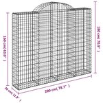 vidaXL Paniers à gabions arqués 5 Pièces 200x30x160/180 cm Fer galvanisé