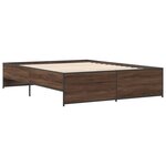 vidaXL Cadre de lit chêne marron 150x200 cm bois d'ingénierie et métal