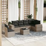 vidaXL Salon de jardin avec coussins 7 Pièces gris clair résine tressée