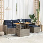 vidaXL Salon de jardin 6 Pièces avec coussins gris résine tressée
