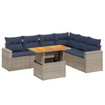 vidaXL Salon de jardin 7 Pièces avec coussins gris résine tressée