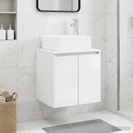 vidaXL Vanité de lavabo mural Blanc brillant 49 5 x 41 x 63 cm
