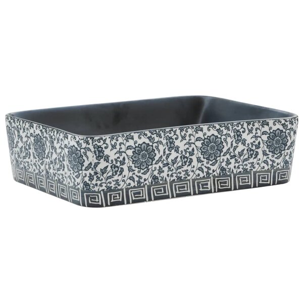 vidaXL Vasque à poser noir/bleu rectangulaire 46x35 5x13 cm céramique