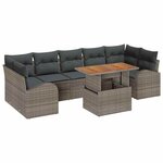 vidaXL Ensemble de canapé de jardin 8 Pièces Gris Poly rotin
