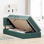 vidaXL Lit de rangement LED avec matelas Vert foncé 90 x 200 cm