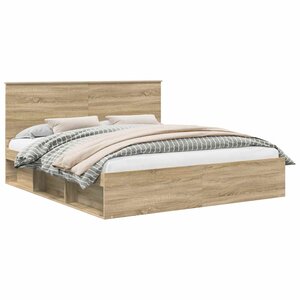 vidaXL Cadre de lit avec tête de lit Sonoma 180 x 200 cm Pin massif