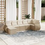 vidaXL Salon de jardin avec coussins 7 Pièces beige résine tressée